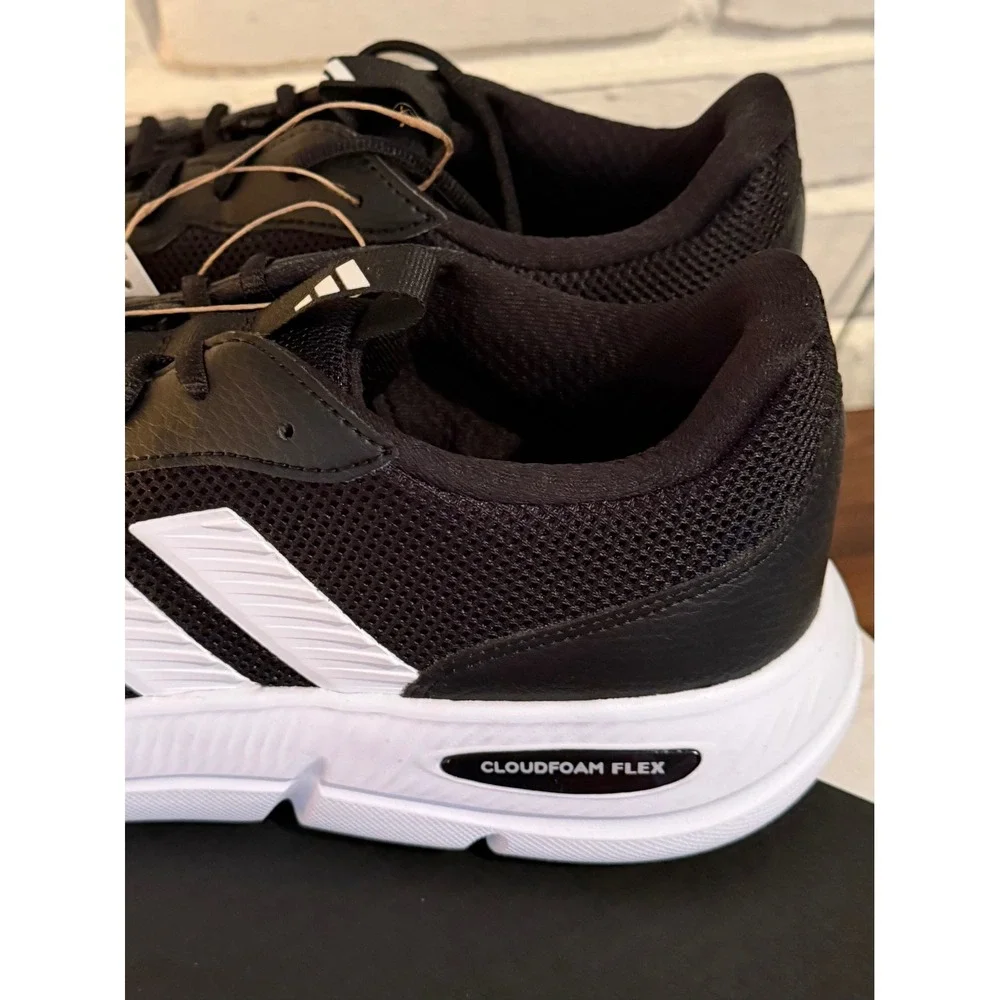 NWT Adidas Cloudfoam Flex Laces Mens 12 Fit Black White Sneakers HQ4854 Classic